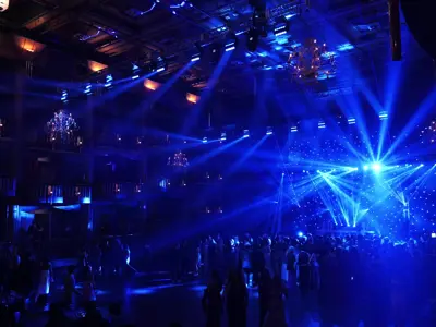 theater transformed into a prom dance floor